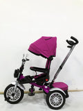 Tricicleta  evolutiva, roti cauciuc, cu pozitie de somn, scaun rotativ si muzica distractiva, culoare MOV, BBD5199M