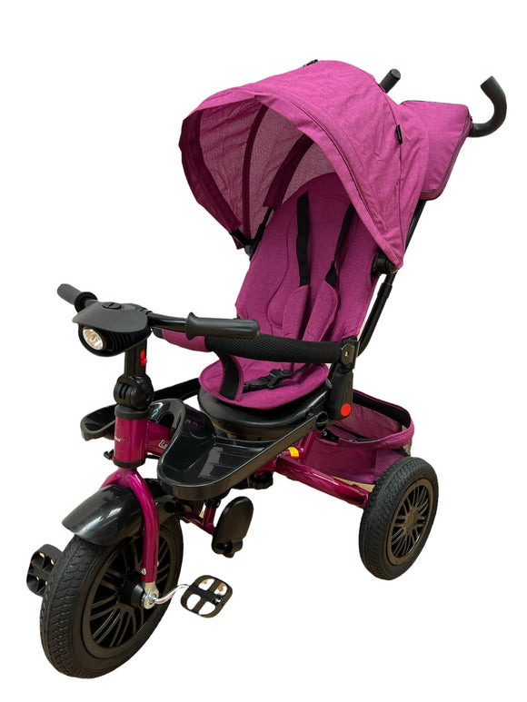 Tricicleta cu roti cauciuc,  pozitie de somn, scaun rotativ si muzica distractiva, MOV 6088TR ,