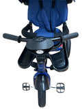Tricicleta cu roti cauciuc,  pozitie de somn, scaun rotativ si muzica distractiva, albastra 6088TR ,