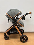 Carucior 2 in 1 Belecoo XID, cu inchidere compacta, 0-36 luni, reversibil GRI