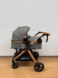 Carucior 2 in 1 Belecoo XID, cu inchidere compacta, 0-36 luni, reversibil GRI