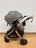 Carucior 2 in 1 Belecoo XID, cu inchidere compacta, 0-36 luni, reversibil GRI