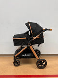 Carucior 2 in 1 Belecoo XID, cu inchidere compacta, 0-36 luni, reversibil NEGRU
