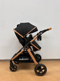 Carucior 2 in 1 Belecoo XID, cu inchidere compacta, 0-36 luni, reversibil NEGRU