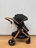 Carucior 2 in 1 Belecoo XID, cu inchidere compacta, 0-36 luni, reversibil NEGRU