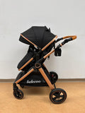 Carucior 2 in 1 Belecoo XID, cu inchidere compacta, 0-36 luni, reversibil NEGRU