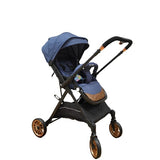 Carucior Sport tip troller cu maner reversibil si pozitie somn generoasa, ALBASTRU