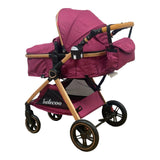 Carucior model 2 in 1 Belecoo XID, reversibil ,cu pliere compacta, 0-36 luni, BBDXIDM