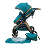 Carucior 2 in 1 Belecoo XID, reversibil ,cu pliere compacta, 0-36 luni, turcoaz BBDXIDT