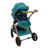 Carucior 2 in 1 Belecoo XID, reversibil ,cu pliere compacta, 0-36 luni, turcoaz BBDXIDT