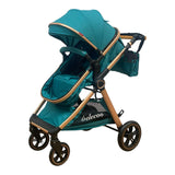 Carucior 2 in 1 Belecoo XID, reversibil ,cu pliere compacta, 0-36 luni, turcoaz BBDXIDT