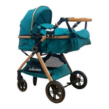 Carucior 2 in 1 Belecoo XID, reversibil ,cu pliere compacta, 0-36 luni, turcoaz BBDXIDT